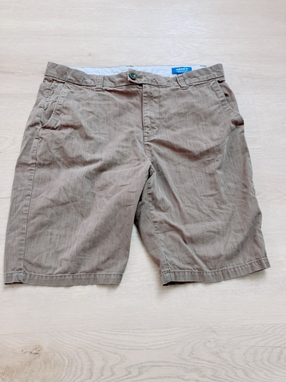 Adidas Men's Shorts - Khaki Flat-Front 100% Cotton